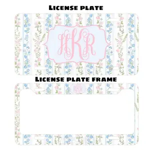 NEW! Pink Floral License Plate Monogram License Plate Frame, Preppy Aesthetic Inspired Car, Car accessories for women, Personalized Front License Plate