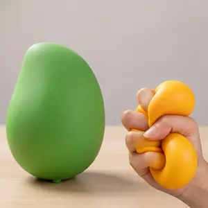 Heat Sensitive Color Changing Mango Stress Ball Set - Stretchy Slow Rising Sensory Squishy Toys for Anxiety Relief, Fun Desk Fidget Gadgets, Party Favors, Stocking Stuffers, Classroom Rewards for Kids & Adults