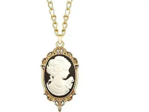 Lady Cameo Necklace Enamel Medal Necklace,Crown Lady Maiden Cameo Necklace,Vintage Cameo Jewelry Women