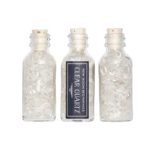 Clear Quartz Gem Bottle - Polished Chips of Clear Quartz Crystals
