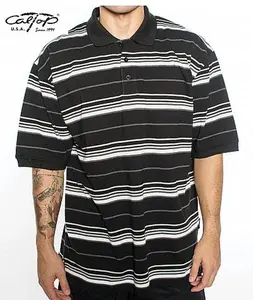 Cal Top Men’s Striped Polo Short Sleeve Shirt – Black/White