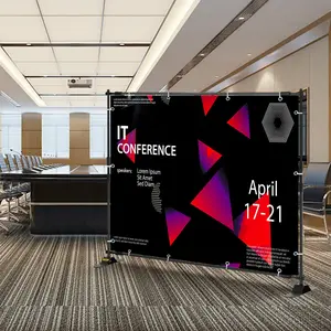 VEVOR 10 X 8 Ft Backdrop Banner Stand Adjustable Height And Width Newest Step And Repeat For Trade Show Wall Exhibitor Photo Booth Background