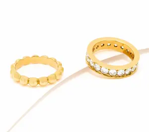 Steel by Diamonique Set of 2 Band Rings