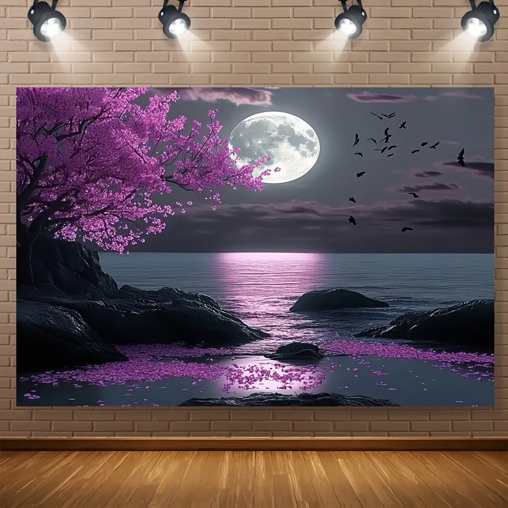 Retro Moon Print Tapestry, 100% Polyester Trendy Party Wall Hanging, Home Decor Room Art Gift for Bedroom Dorm