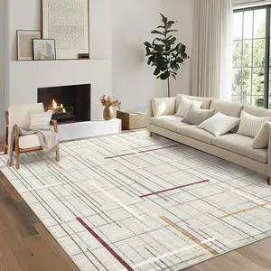 Contemporary Geometric Washable Non-Slip Carpet Runner for Hallway Ultra-Thin Foldable Striped Indoor Rug Stain-Resistant Soft Carpet Strips