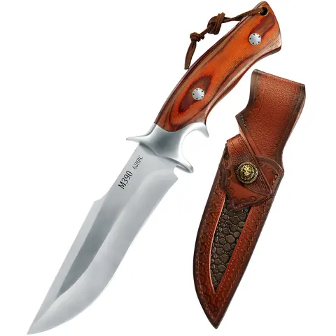 M390 Stainless Steel Thick Blade Kitchen Knives Set - 13.5cm Blades, Wooden Handle, Sheath, Durable Ergonomic Kitchen Meatknife, High-End Gift Set for Meat & Vegetable Cutting