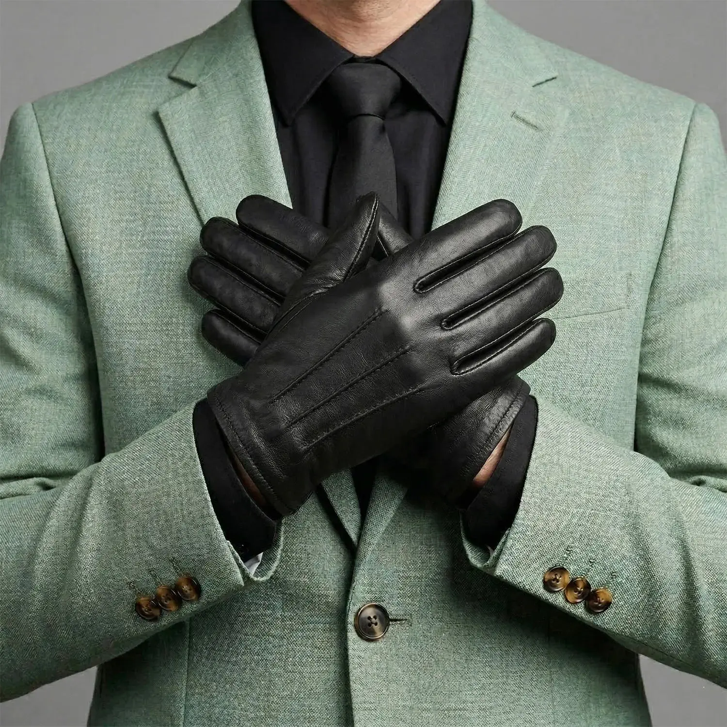 Police Touchscreen Cut-Resistant Leather Gloves – Tactical Hunting, Shooting, Motorcycle Riding Gloves (Cop-T)
