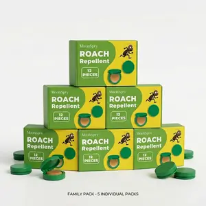 Natural Cockroach Repellent Tablets 12PCS, Long Lasting Roach Repellent for Home,  Indoor Pest Control for Kitchen, Bathroom, Cabinets, Garage & Storage Areas