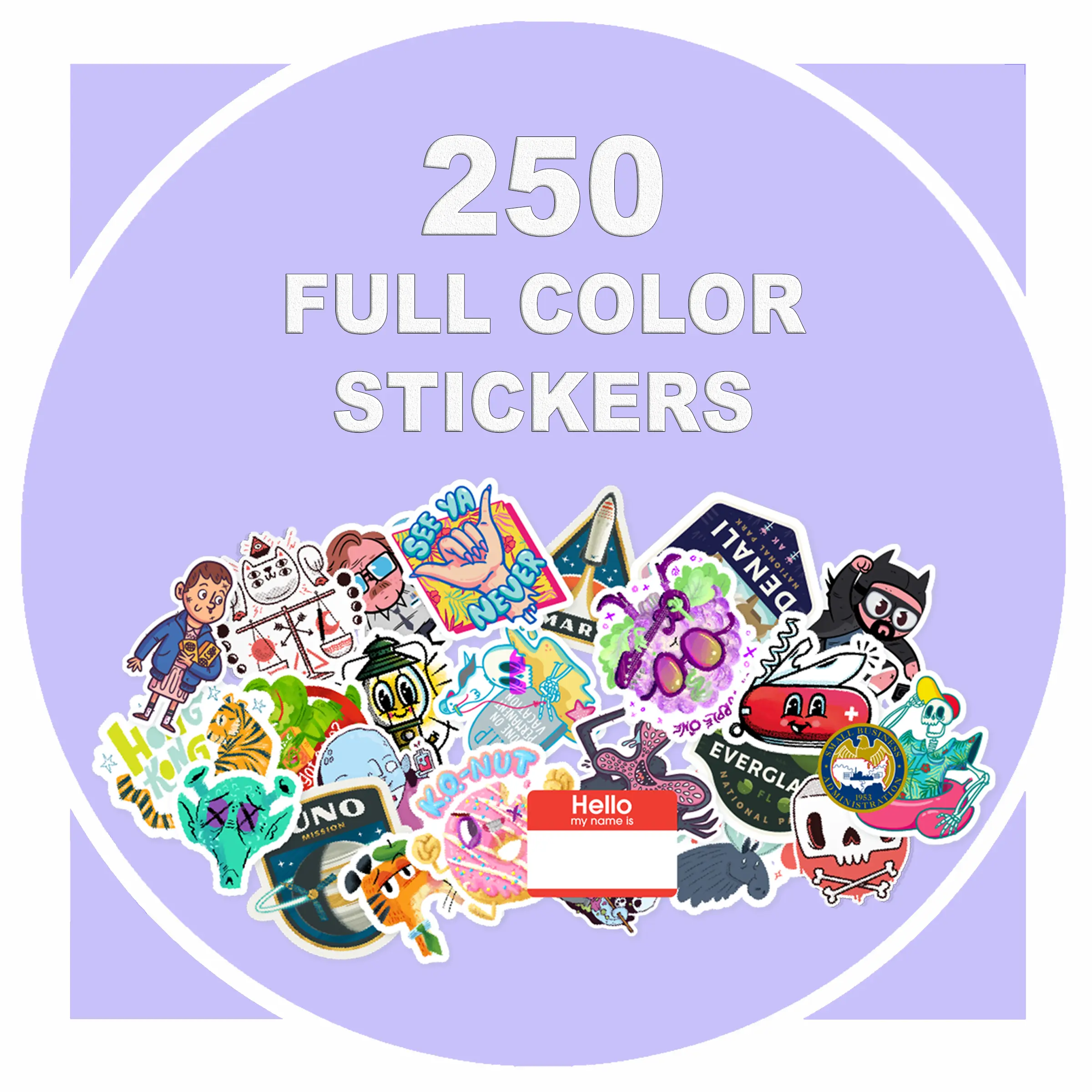 250 Custom Glossy Waterproof Vinyl Stickers - Full Color Advertising Stickers for Cars, Bikes, Notebooks & Office Stationery Paper Supplies, Vehicles
