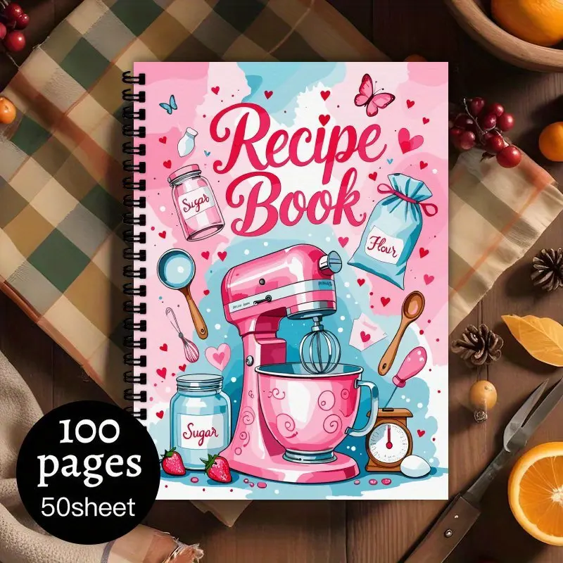 1 Aesthetic Recipe Spiral Notebook Journal, Food Journal, Family Recipe Book, Blank Page, Perfect for Cooking Lovers, Meal Planners, Spiral Bound Notepad, Cute Notebook, Meal Planning Notebook