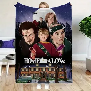 The Home Alone cartoon-themed printed flannel blanket is perfect for travel, camping, and naps in all seasons, making it a unique holiday gift.