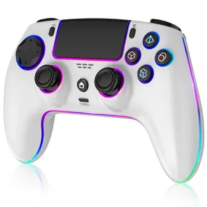 PS5 Compatible Wireless Controller with 7-Color RGB Lighting, Dual Vibration, and 6-10m Bluetooth Range for Immersive Gaming