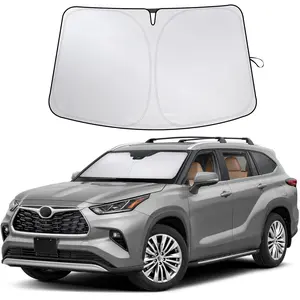 EcoNour Custom Fit Windshield Sunshade (59x27.5") for 2020-2025 Mid-Size SUV L, LE, XLE, Limited, Platinum Models - 240T Silver-Coated Polyester, UV-Blocking Heat Protection Visor, Easy-Fold, Hook-Loop, Portable Car Exterior Accessory