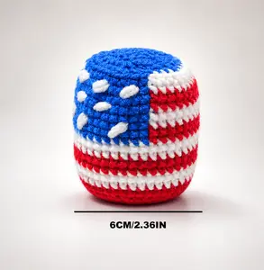 Independence Day USA Flag Dirt Bag Hacky Sack Hand Knitted Cotton Foot Bag Freestyle Footbag Toy Fidget Stress Relief Juggling Ball Outdoor Party Game Beach Camping TikTok Viral Footbag Challenge Kick Tricks Game For Teens Adults