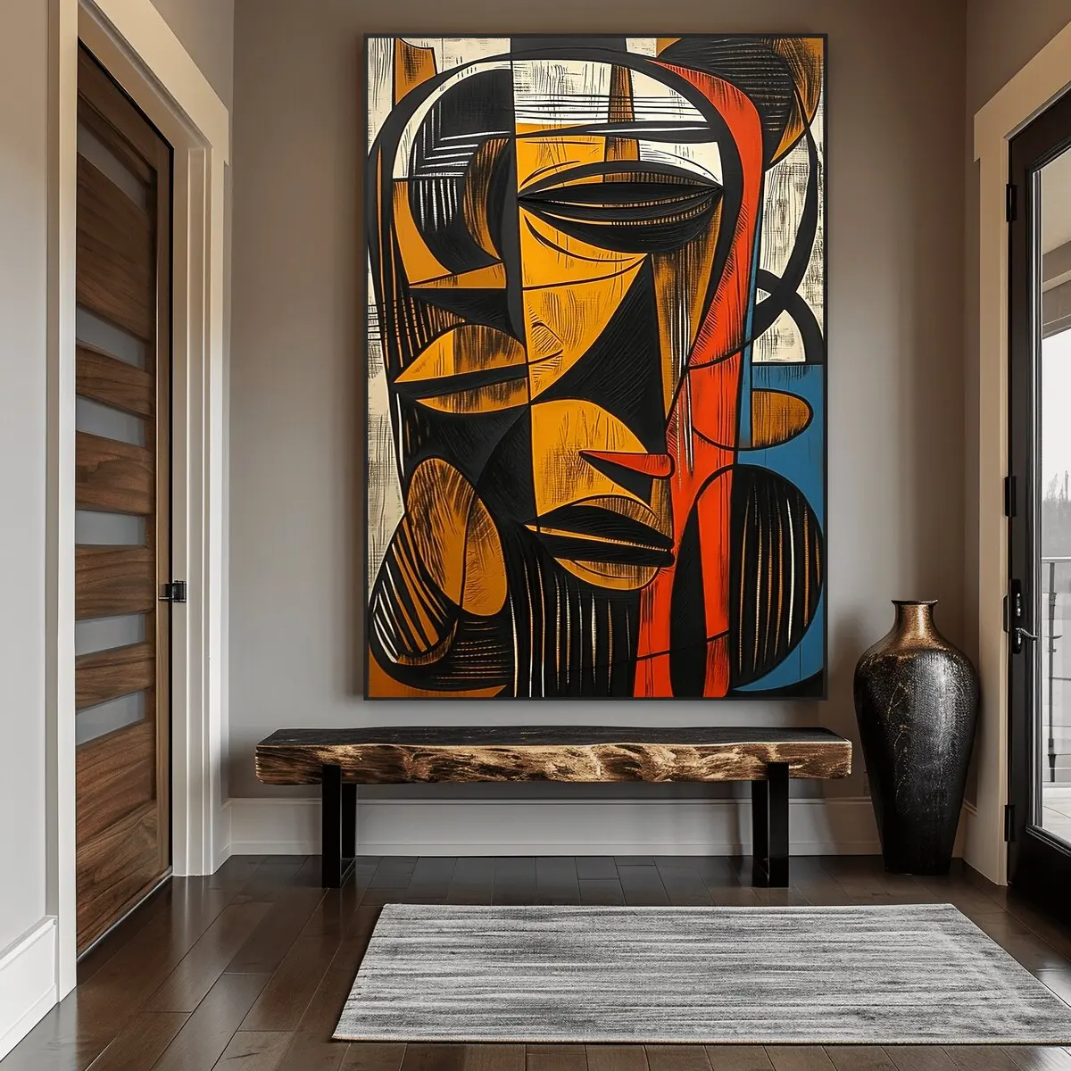 Unframed Plaid Abstract African Art Posters & Prints - Waterproof Vintage UV-Resistant Ethnic Decor with Wardrobe, Military, Polka Dot, Houndstooth, Marble Accents, Universal Accent Wall Art for Kitchen, Toilet (With Box)