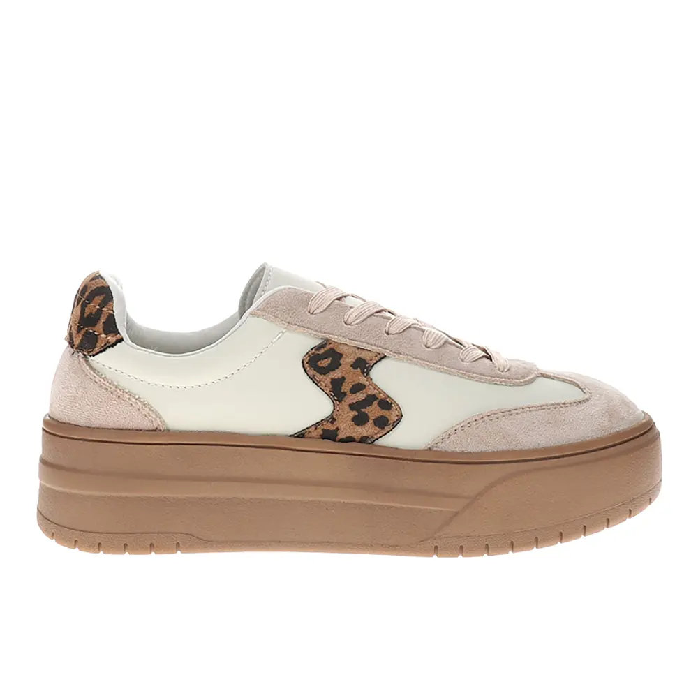 Corkys Womens Pop Off Leopard Platform Lace Up Sneakers Shoes Casual - Off White