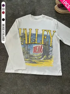 Unisex Forest Print Long Sleeve T-Shirt, Casual Fashion Comfortable Simple Design, Graphic Pattern, All Seasons Wear