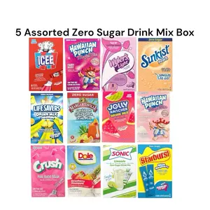 5 Assorted Zero Sugar Drink Mix Box - Flavors May Vary - ICEE, Hawaiian Punch, Wyler's Light, Sunkist Peach, Life Savers, Jolly Rancher, Crush, Dole, Sonic, and More