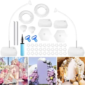 Balloon Arch Stand Kit with Base 8.2 Feet and 5 Feet Free Bending Shape Half Arch Balloon Stand Balloon Arch Frame for Birthday Baby Shower Wedding Graduation Party Decorations