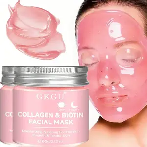 GKGU Collagen & Biotin Facial Mask - Hypoallergenic, Moisturizing & Antioxidant Rich, for All Light Beige Types, Daily & Night Use, Smooth Texture, Non-Greasy Formula, Skincare, Skincare Routine