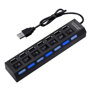 7 Port USB 2.0 Hub Splitter Adapter Charge High Speed For PC Laptop Mac Desktop Dock