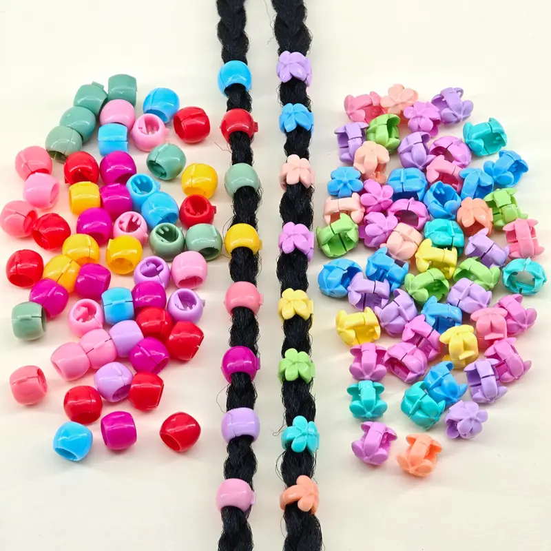 120pcs Hair Braids Beads, Cute Candy Colors Plastic Hairpins, Summer Hair Claw Clips, Flower Hair Clips for Women & Girls, Fun Hair Clips, Hair Accessories & Jewelry