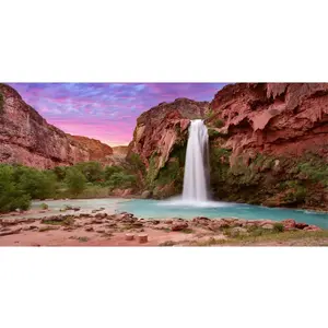 30x12 inch Reptile Habitat Background Sunset Mountain Waterfall Terrarium Background Durable Polyester Background