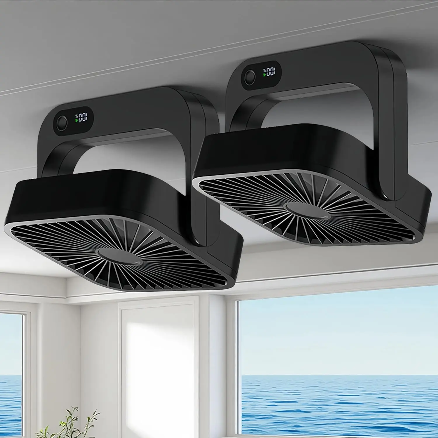 2-Pack  Cruise Ship Approved Fan, 5000mAh  Operated Portable Fan with 5 Speeds, Magnetically Sticks  Cabin Ceilings and Walls, Cruise Essentials 2026 - Black