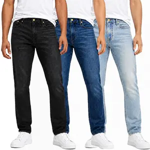 Men's 3-Pack Flex Stretch Slim Straight Jeans with 5 Pockets Denim Fabric Menswear