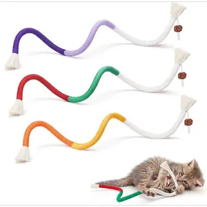 Cat Toys Chew Ropes 3Pcs with Refillable Natural Catnip, Safe Teeth Cleaning Toy for Indoor Kittens, Interactive Cat Nip Kitty Toys for All Breeds 27.55 Inches