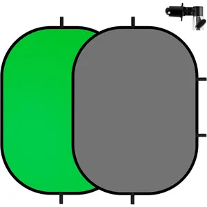 Selens 5x6.6ft Reversible Green Grey Backdrop for Photography, Pop-Up Collapsible Backdrop 2-in-1 Muslin Self Tape Backdrop with Clip and Carry Case