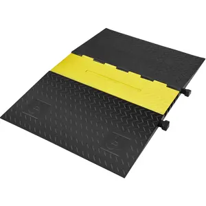 【DealsForYouDays】VEVOR 5-Channel Rubber Cable Guard, 22000 lbs per Axle Load Capacity, Durable Cord Protection Ramp with Hinged Lid for Home, Concerts, Warehouses, Schools, Driveway Speed Control & Accessibility Compliance