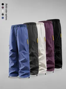 Single pack unisex straight-leg functional cargo pants - outdoor waterproof softshell pants with stylish drawstring cuffs, wide-leg casual long pants, Father’s Day gift summerwins Baggy Sweatpants