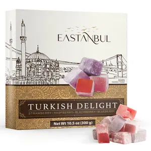 Eastanbul Turkish Delight Candy w/ 4 Forest Berries Flavors, Lokum, 10.5 oz