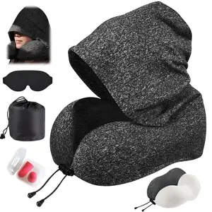 Travel Pillow with Extra Large Hood for Airplane Long Flights Privacy and Comfort Memory Foam with Skin-Friendly Cover for Road Trip Head&Neck Support for Plane Office Cars Sleeping & Rest