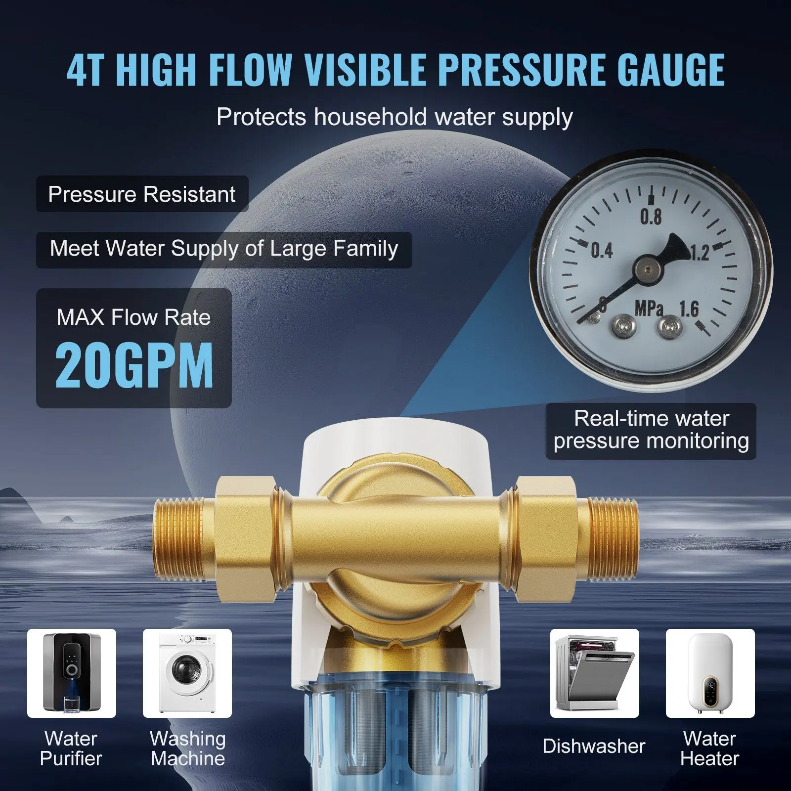 Spring new arrivals Spin Down Filter, 40 Micron Whole House Sediment Filter for Well Water, 3/4" MNPT, 4 T/H High Flow Rate, for Whole House Water Filtration Systems, Well Water Sediment Filter