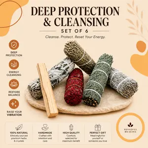 Aromatic Sage Smudge Bundles, Natural Herbs Deep Protection Cleansing Pack, Calming Home Fragrance Supply (6 Pieces)