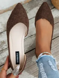 Women's Solid Color Pointed Toe Flat Shoes, Casual Comfortable Breathable Slip on Shoes for Daily Wear, Lightweight Breathable Shoes for All Seasons, Girl, Casual Flats