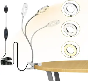 Clip on Light Reading Lights, 48 LED USB Book Light with 3 Color Modes, 10 Brightness Dimmer & 360° Flexible Gooseneck Bed Night Light, Eyelash Lamp for Makeup, Nail Art, Tattoo, Manicure