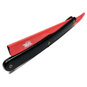 Red and Black Straight Edge Razor Barber and Salon Shaver Knife Folding Razor