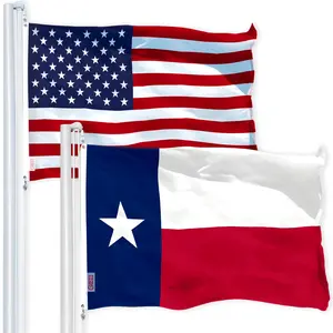 flag Combo Pack: USA American Flag 3x5 Ft 150D Printed Stars & Texas State Flag 3x5 Ft 150D Printed