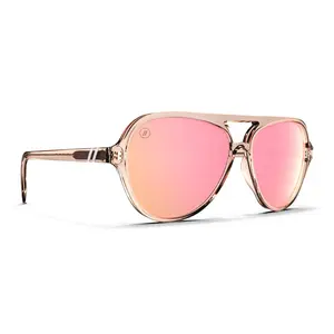 Blenders Eyewear Candy Cove Sunglasses - Polarized Pink Mirror Lenses, UV400 Protection, Scratch-Resistant, Gloss Rose Aviator Frame, Lightweight Design for Women