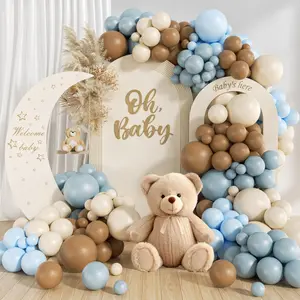 Brown Blue Balloon Arch Kit 146Pcs Bear Baby Shower Decorations Include Brown Beige Blue Balloons for Baby Shower Gender Reveal Wedding Birthday Party Decoration