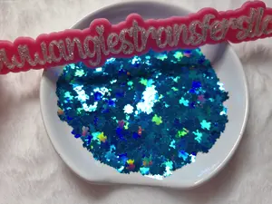 Blue holographic turtle shaped glitter for snowglobe, nail art, slime, etc