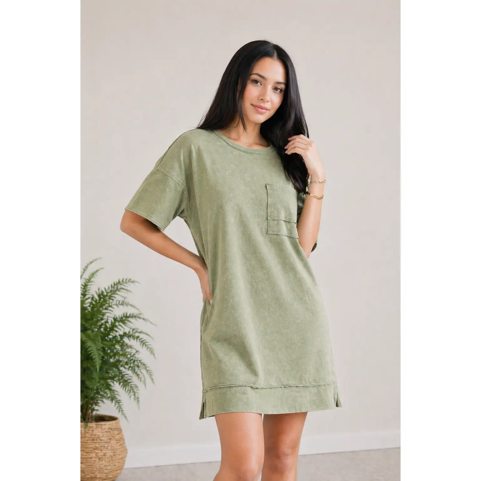 FINAL SALE-Oversized T-shirt Dress- Acid Wash