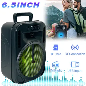 Portable Bluetooth 5.0 Speaker with 6.5'' Subwoofer Heavy Bass Wireless Outdoor Speaker FM Radio LED  Lights Stereo Sound for Home Party Travel