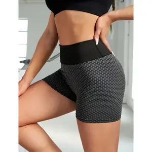Women Brazilian Booty Lift Workout Shorts, High Waist Textured Anti-Cellulite Scrunch Butt Gym Shorts