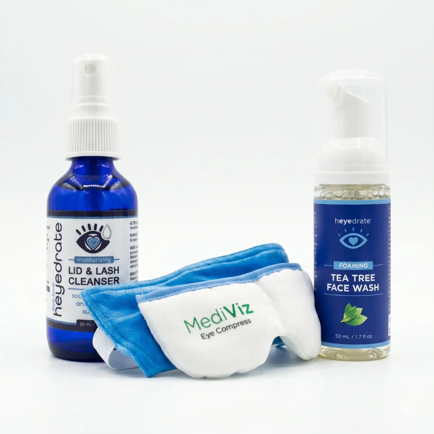 Daily Clean-and-Soothe Facial Cleanser Skincare Bundle, Beauty & Personal Care Routine Set: Includes HOCL Lid & Lash Cleanser,  Tea Tree Face Wash,  Eye Compress