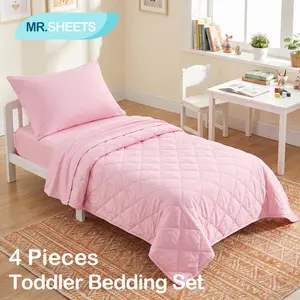 NTBAY 4-Piece Toddler Bedding Set, Microfiber Comforter, Sheets & Pillowcase, Skin-Friendly Breathable Washable Bedding for Boys Girls