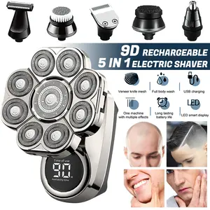 9D Precision 6 - in - 1 Shaver for Bald Men - Cordless, Rechargeable, Waterproof. Enjoy a Smooth Shave at Home or on the Go